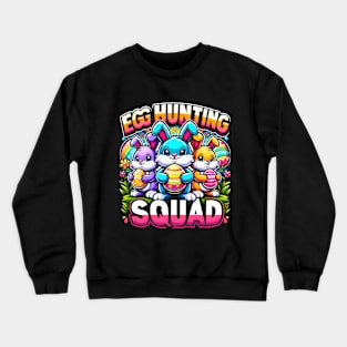 Egg Hunting Squad Crew Family Funny Happy Easter Bunny Kids Crewneck Sweatshirt